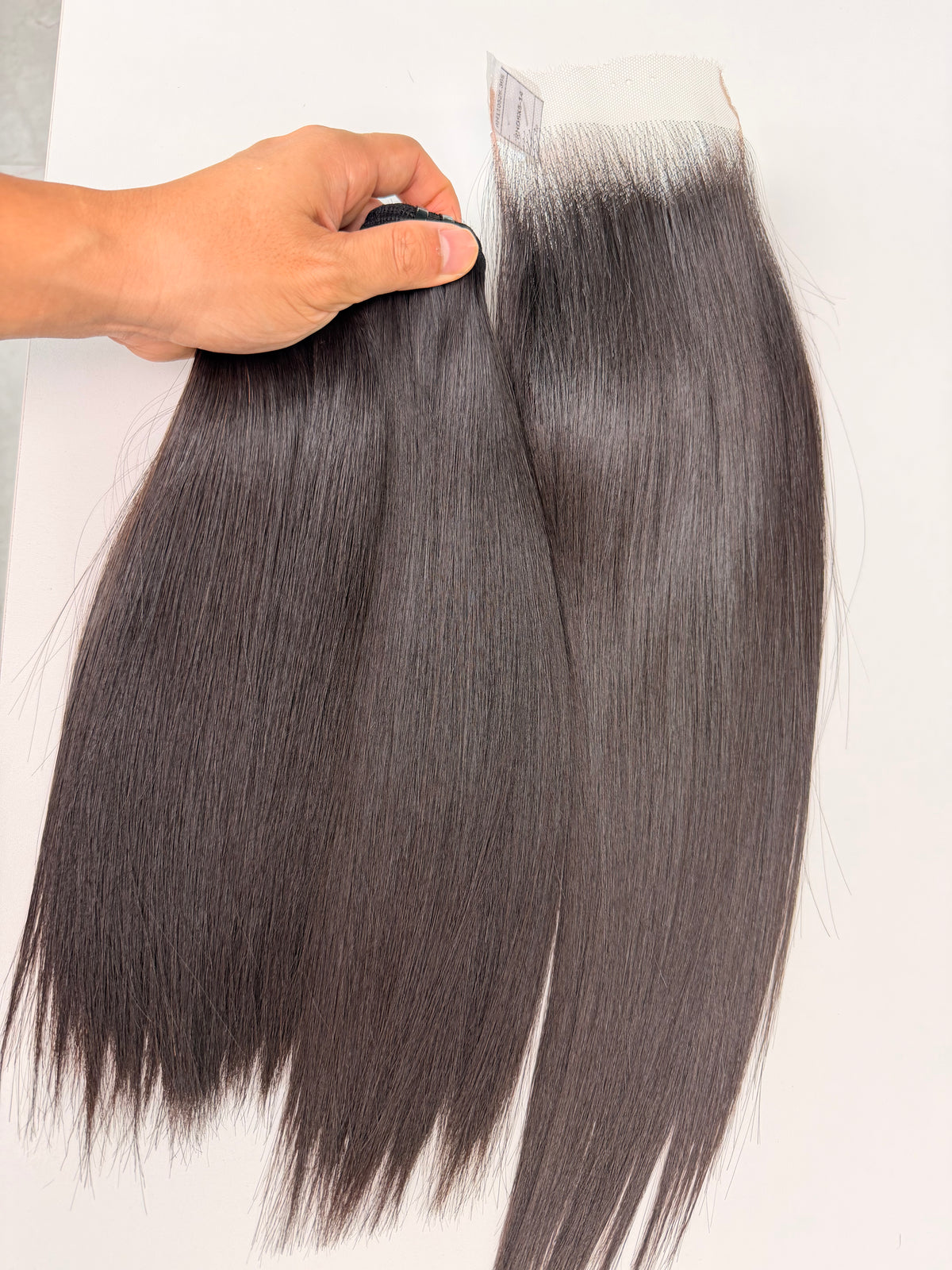 Raw Vietnamese hair bundle pack 12 inch bone straight with hd 5x5 closure, wholesale set from Anbi Hair