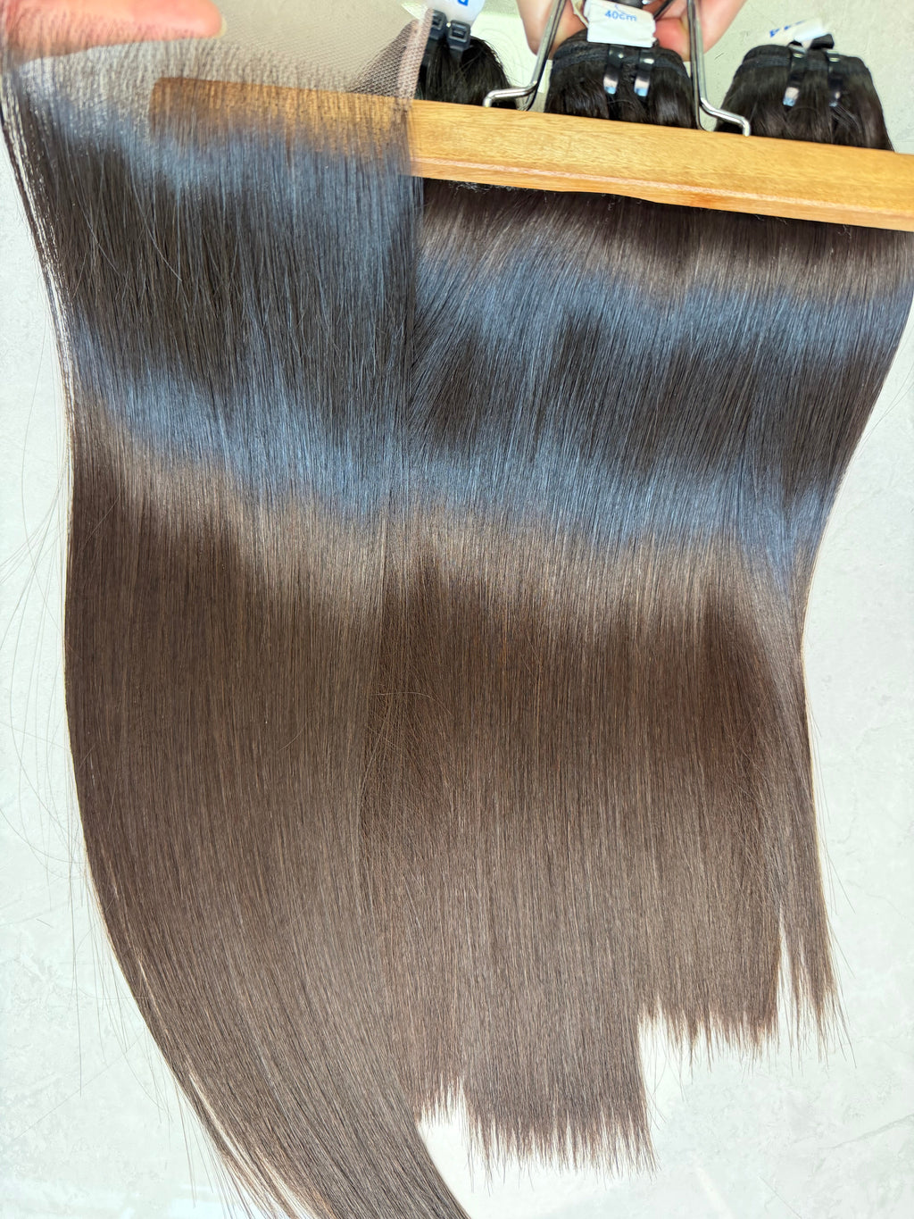 Raw Vietnamese hair bundle pack 16 inch bone straight with hd 5x5 closure, wholesale set from Anbi Hair