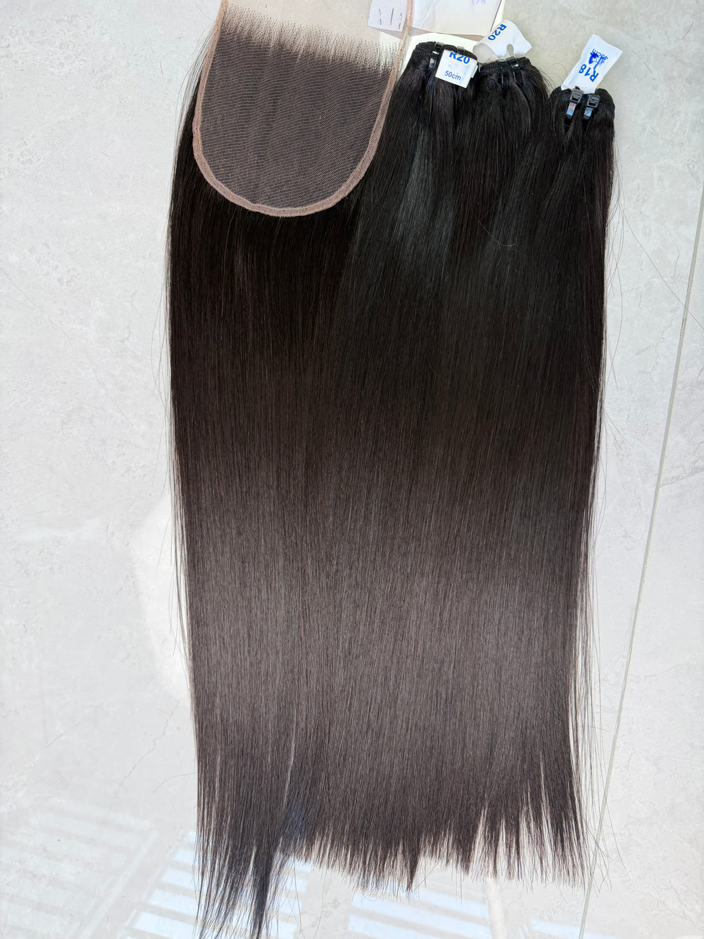 2.5 raw vietnamese hair bundles bone straight 20 inch with hd 5x5 closure, factory-direct wholesale
