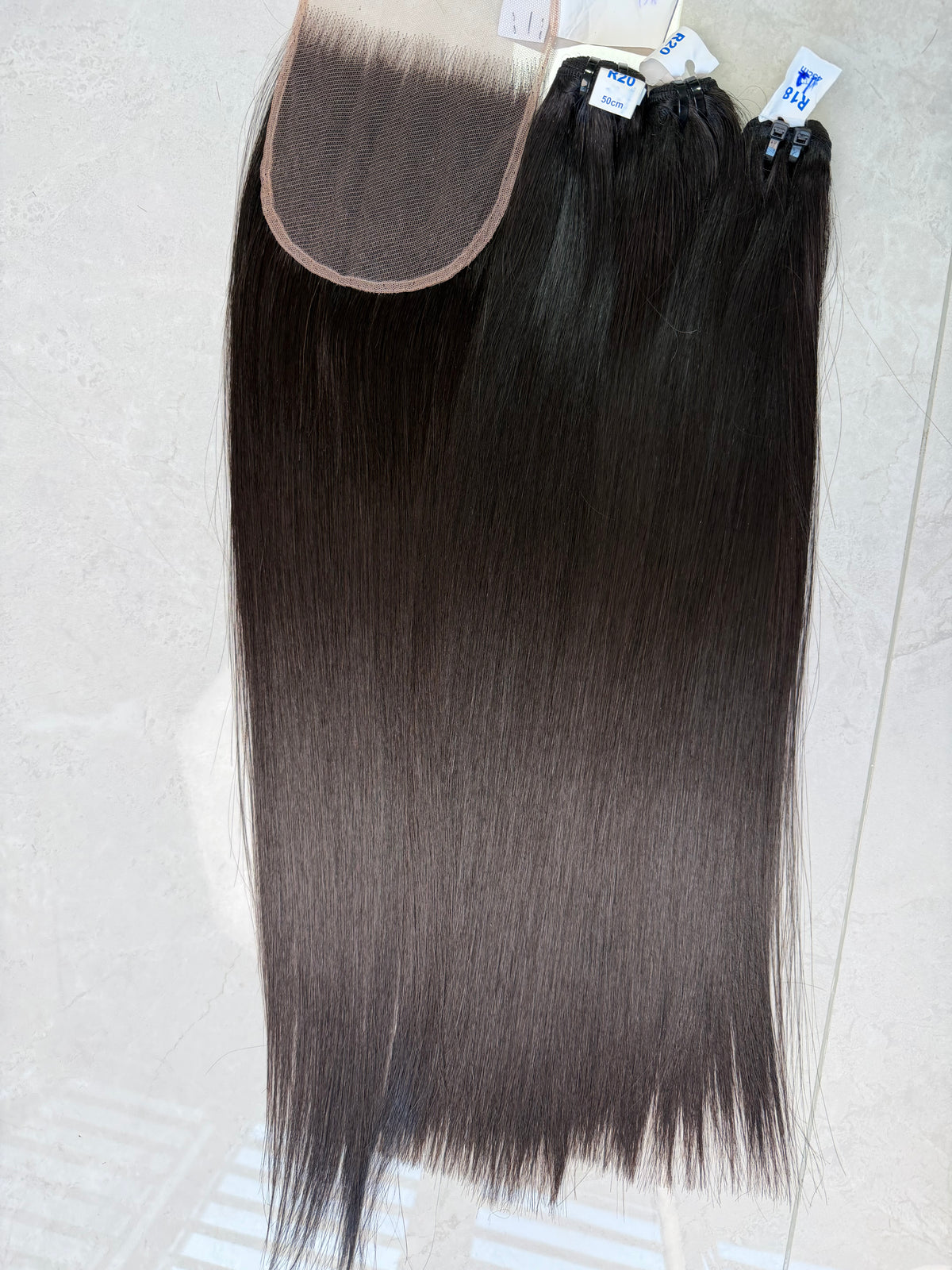 2.5 raw vietnamese hair bundles bone straight 20 inch with hd 5x5 closure, factory-direct wholesale