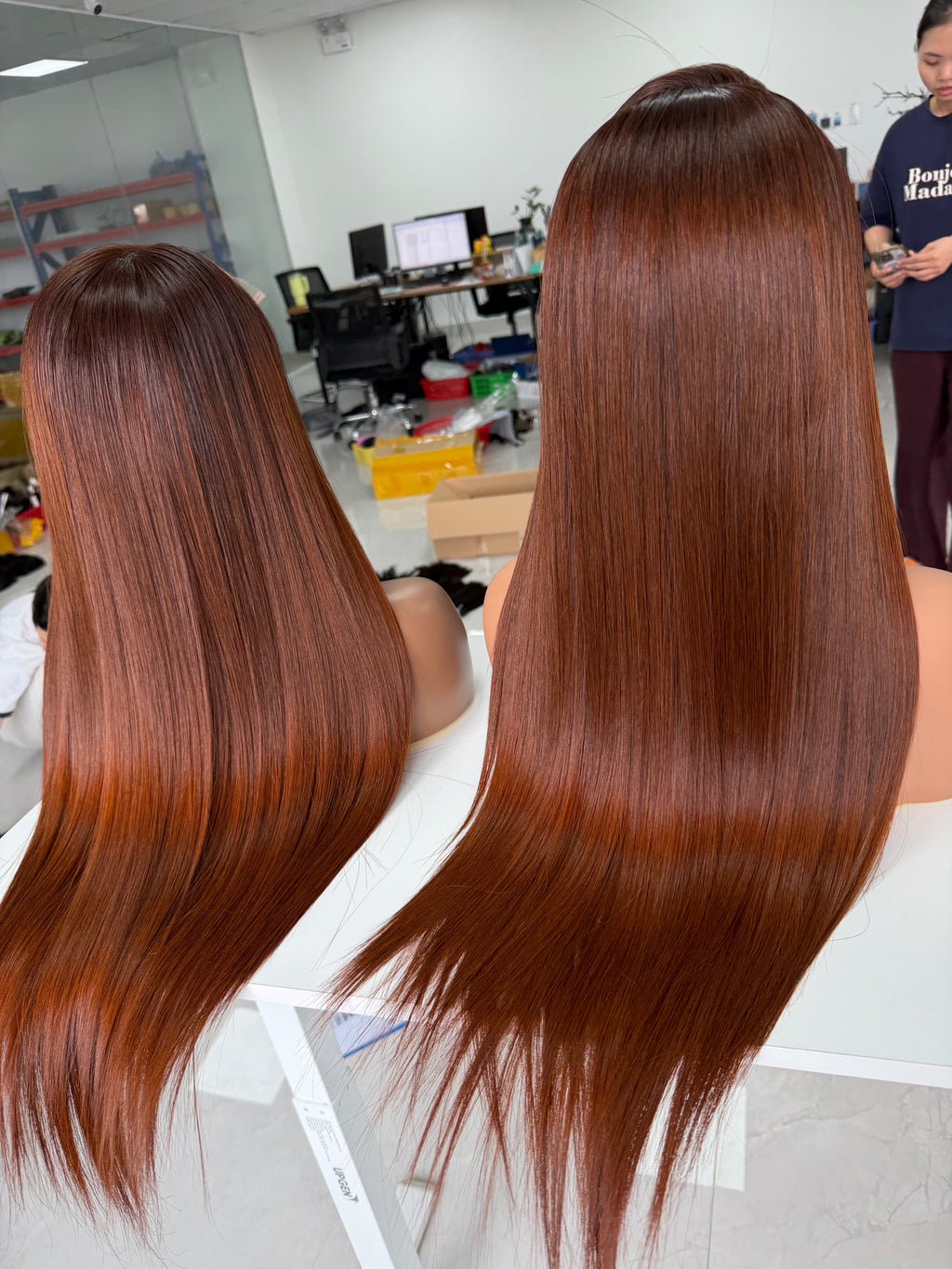 Raw Vietnamese Hair Luxury Wig · HD 5x5 · 22" · Bone Straight · Density 250 · Ginger (Pre-order)
