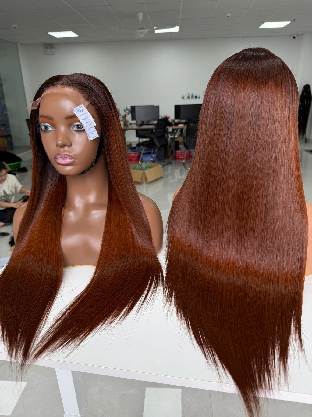 Raw Vietnamese Hair Luxury Wig · HD 5x5 · 22" · Bone Straight · Density 250 · Ginger (Pre-order)