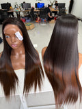 Raw Vietnamese Hair Luxury Wig · HD 5x5 · 22" · Bone Straight · Density 250 · Brown Tip (Pre-order)