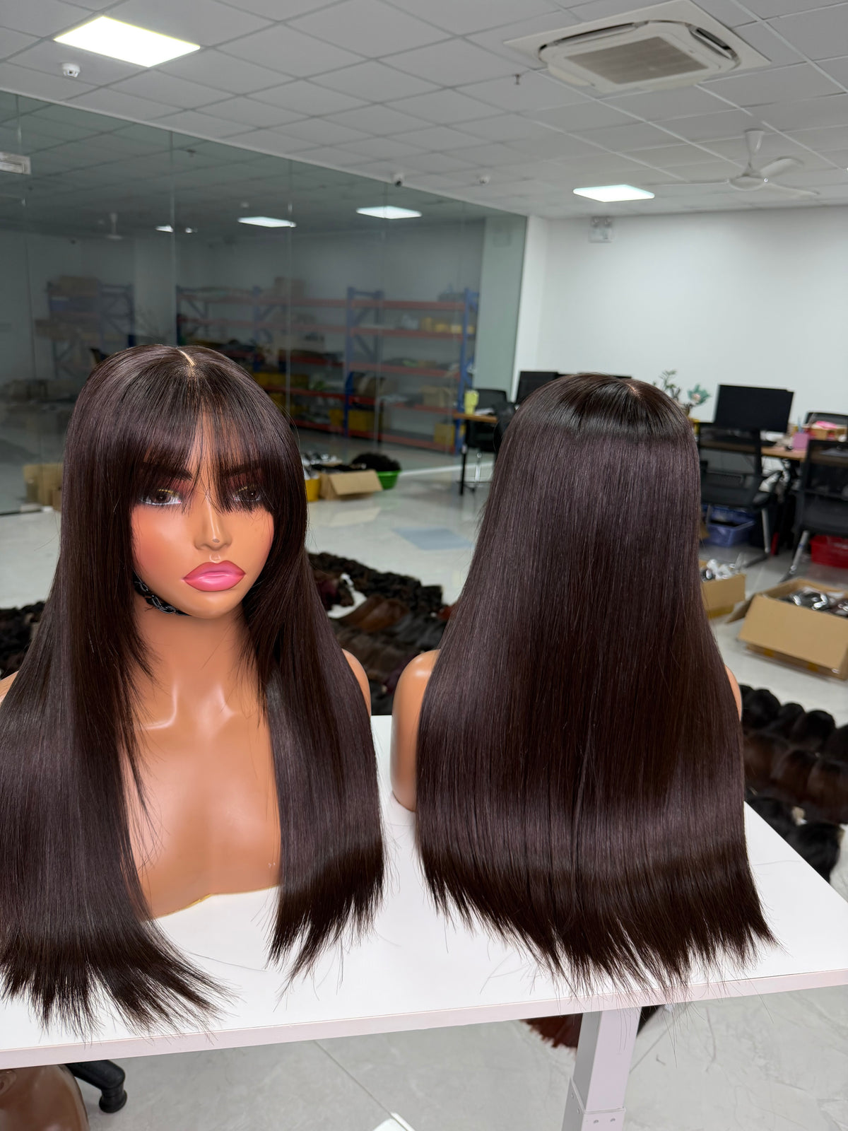 Raw Vietnamese Hair Luxury Wig · Fringe 6x6 · 18" · Bone Straight · Density 250