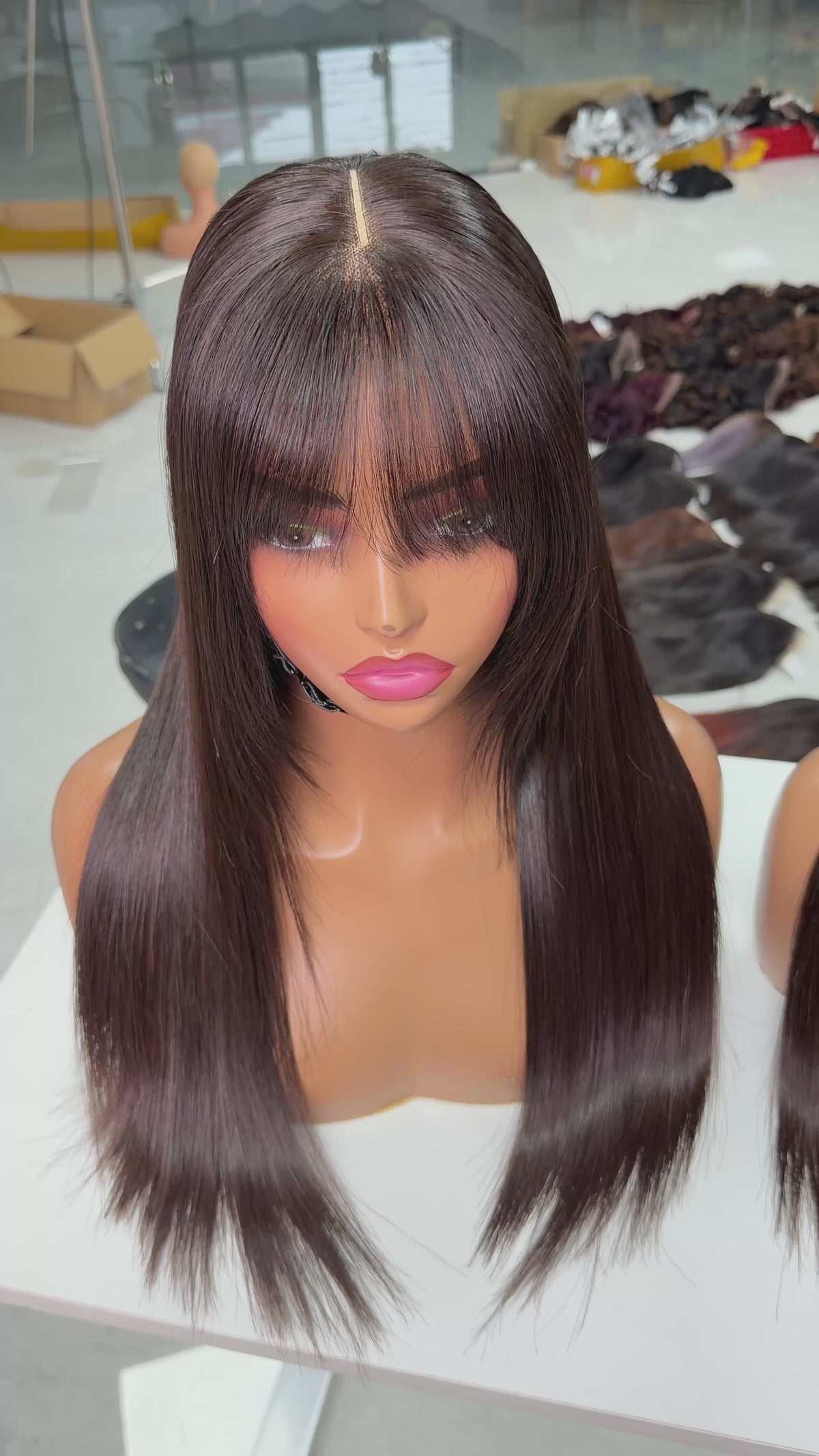Raw Vietnamese Hair Luxury Wig · Fringe 6x6 · 18" · Bone Straight · Density 250