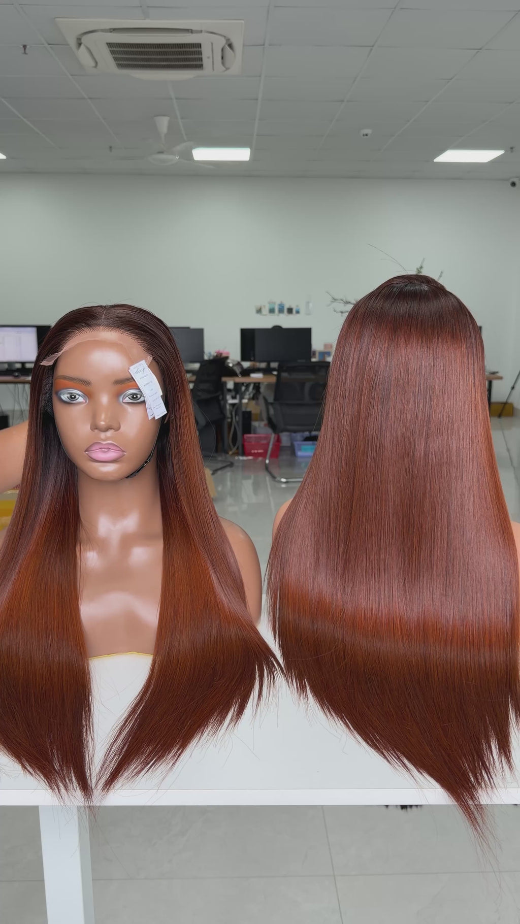 Raw Vietnamese Hair Luxury Wig · HD 5x5 · 22" · Bone Straight · Density 250 · Ginger (Pre-order)